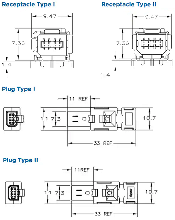 Mechanical Drawing - TE Connectivity Industrial Mini I/O Connectors
